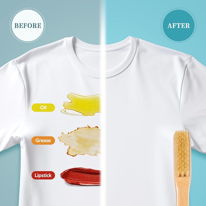 Laundry Stain Brush, Natural Soft Boar Bristles, Removes Tough Stains from - Image 7