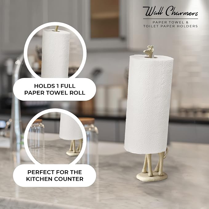 WallCharmers Gold Paper Towel Holder, Metal Toilet or Kitchen Paper Holder - Image 4