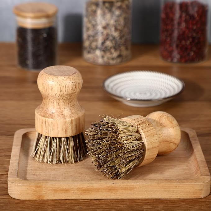 Nuenen 6 Packs Bamboo Dish Scrub Brushes Wooden Scrubbers Set Kitchen - Image 7