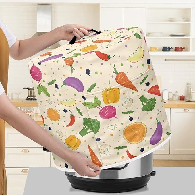 Fruits and Vegetables Print Kitchen Appliance Cover Pressure Cooker Cover 3 qt,Dust Cover with Pockets for Electric Pressure Cooker Air Fryer Rice Cooker Steamer Toaster Oven
