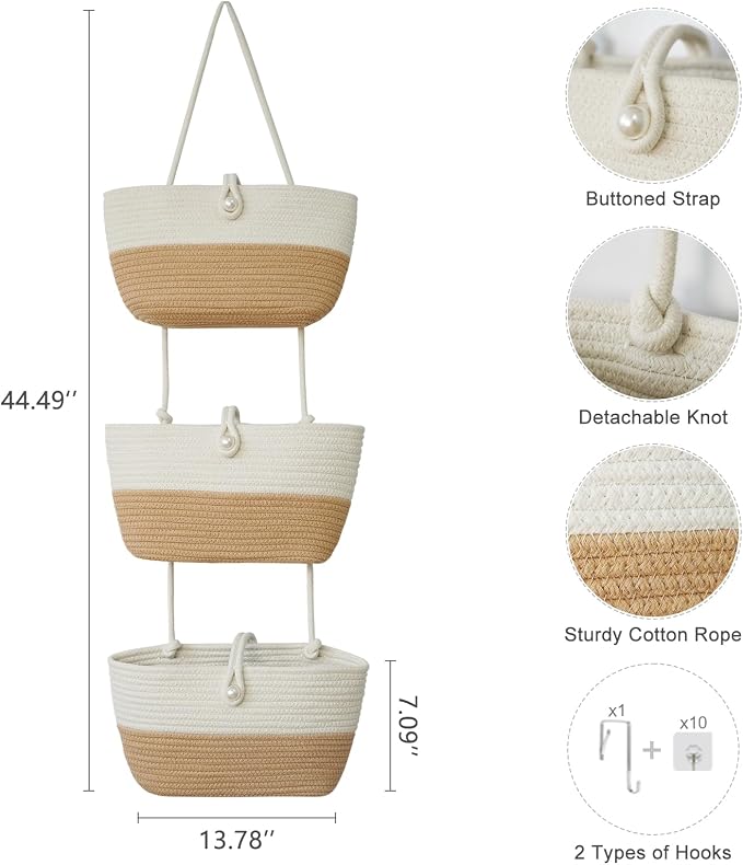 TeoKJ 3-Tier Hanging Baskets for Storage - Image 2