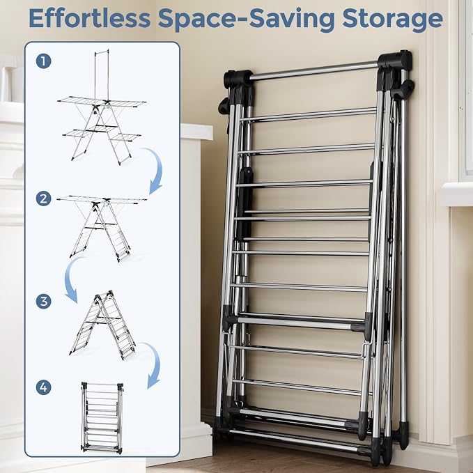 Large Capacity Clothes Drying Rack, Foldable Laundry Drying Rack | Heavy Duty - Image 5