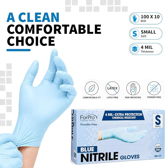 ForPro Disposable Nitrile Gloves, Chemical Resistant, Powder-Free, Latex-Free - Image 8