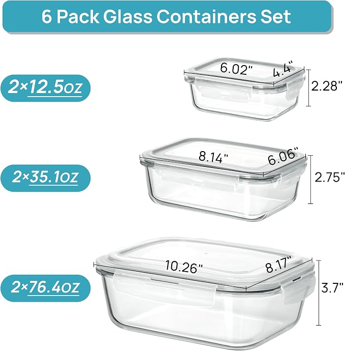 Vtopmart 2.26L/76oz Extra Large Glass Food Storage Containers - Image 2