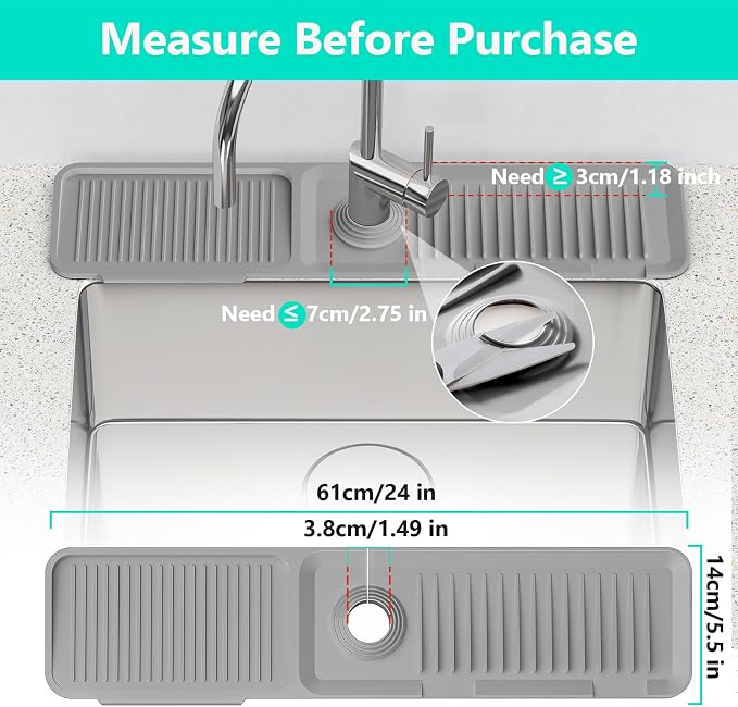 24 Inch Longer Faucet Mat for Kitchen SinkBathroom Kitchen Sink Splash Guard - Image 3