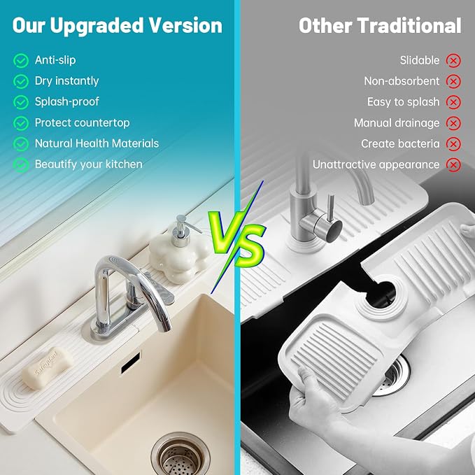 Stone Faucet Mat for Kitchen Sink Oval Hole Bathroom sink splash guard | - Image 5