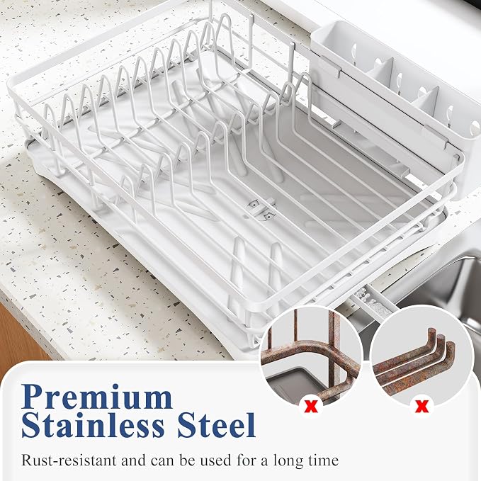 SNTD Dish Drying Rack for Kitchen Counter, 11.8" W x 16.7" L, Large Capacity - Image 5