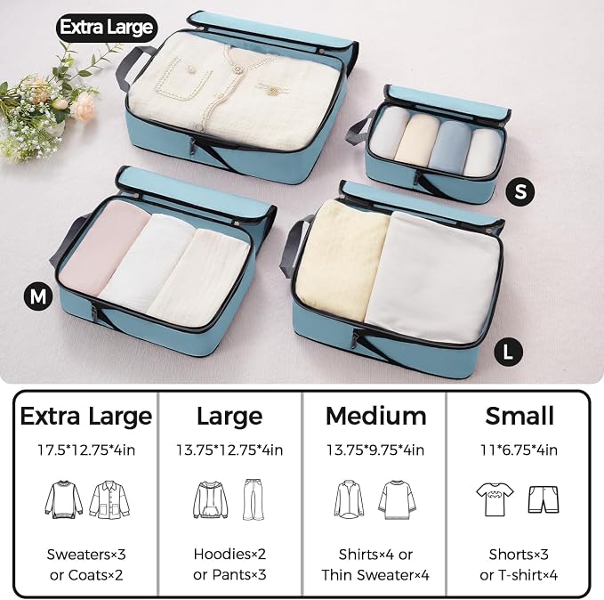 BAGAIL 4 Set/6 Set/8 Set Compression Packing Cubes Travel Accessories - Image 2