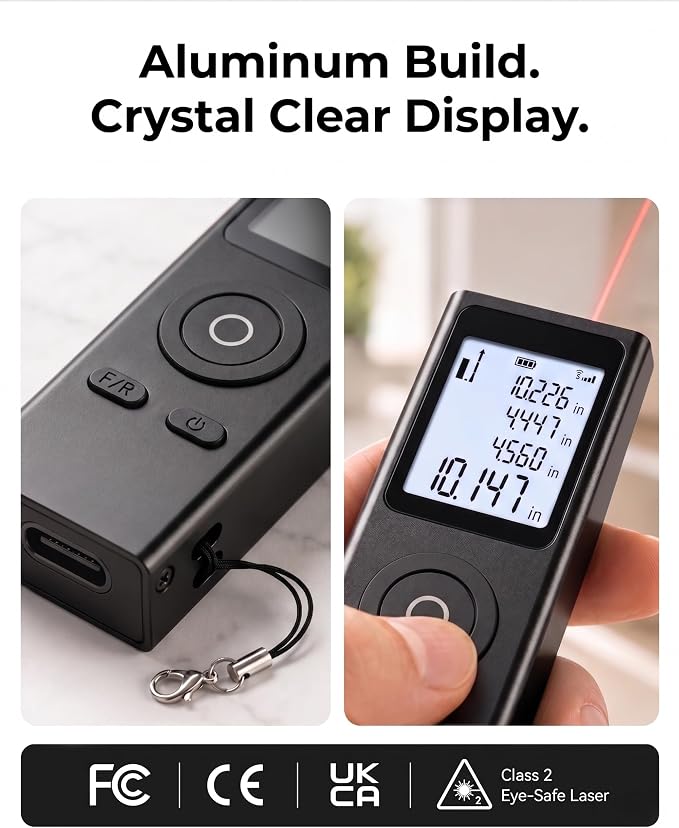 Cooper Ray Mini Laser Measuring Tool, Pocket Size Laser Tape Measure - Image 8