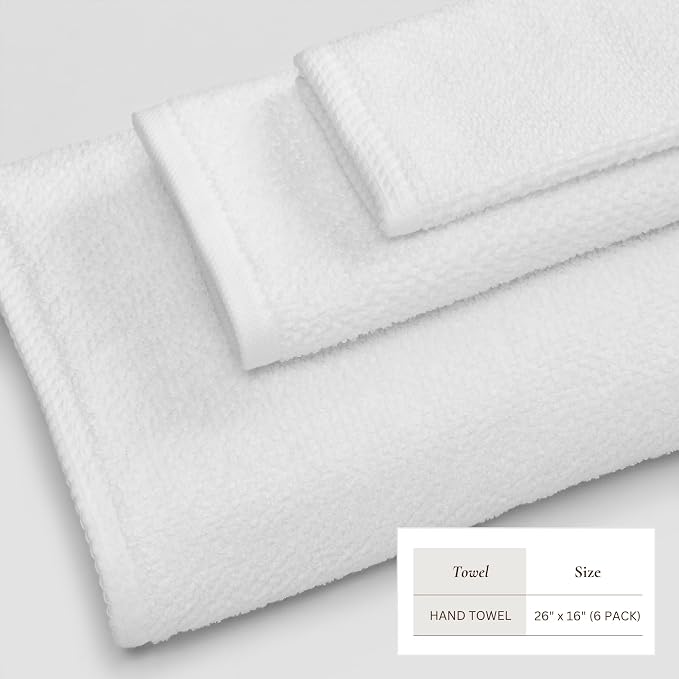 Great Bay Home 100% Cotton 6 Pack 26x16 Hand Towel Set - Image 4