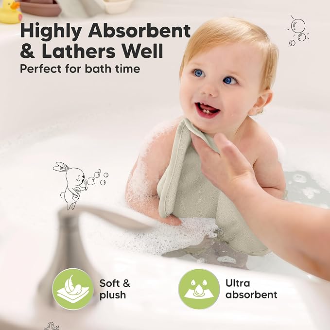 6-Pack Baby Washcloths, Soft Absorbent Washcloths - Image 3