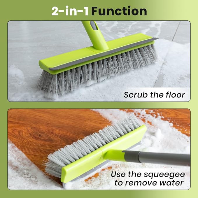 Floor Scrub Brush with 57" Long Handle, 2 in 1 Scrape and Deck Brush Floor - Image 4