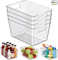 Clear Plastic Storage Bins, 4-Pack Stackable Pantry Organizers and Storage Containers for Kitchen, Fridge, Cabinet and Closet Organization - Home Essentials
