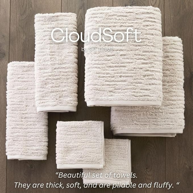 SKL Home CloudSoft Bath Towel, 100% Cotton Luxury, Oatmeal | Premium spa-level - Image 8
