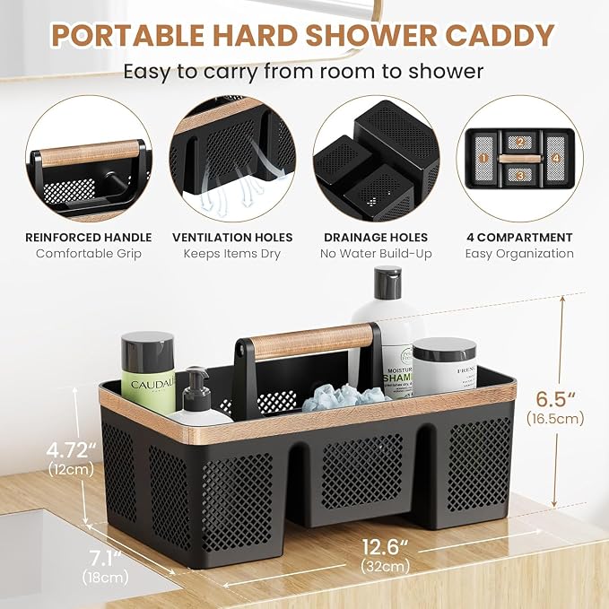 BYUNER Plastic Shower Caddy Dorm: Portable Hard Shower Basket - Image 8