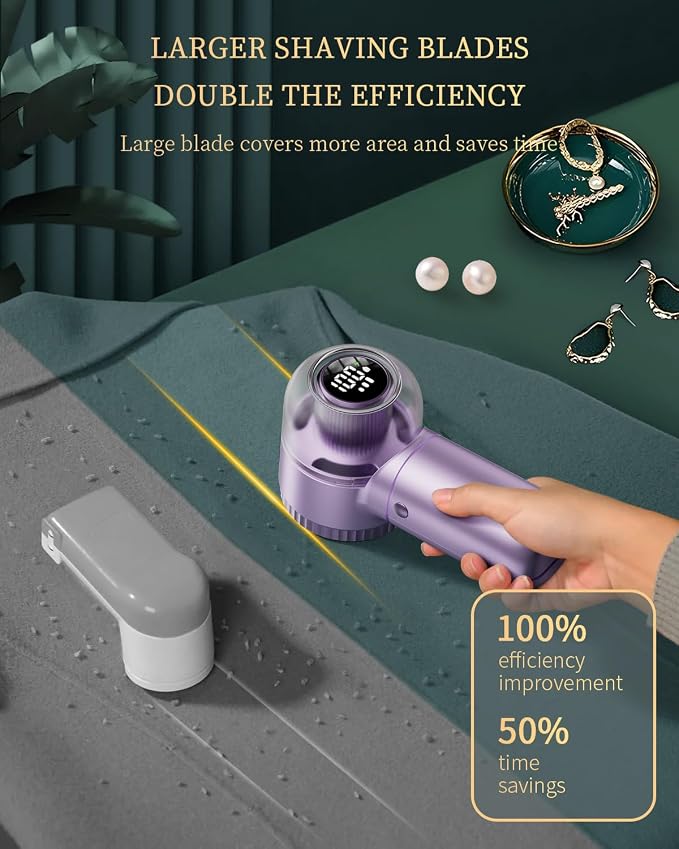 Fabric Shaver with Lint Brush, Large Lint Shaver with Digital Display | - Image 3