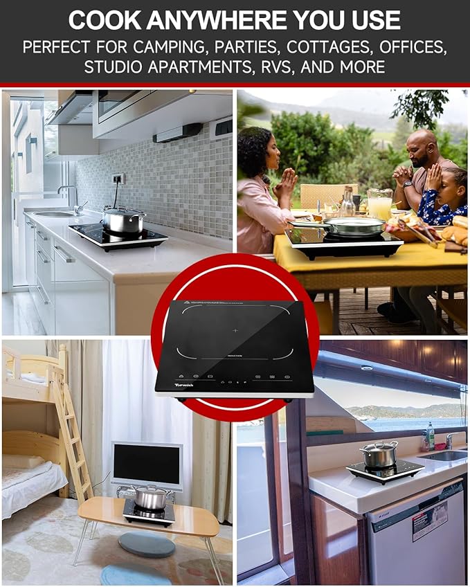 Portable Induction Cooktop, Hot Plate Countertop Burner with 10 Temp Levels, Timer, Auto-Shut-Off, Touch Panel, LED Display, Auto Pot Detection, Child Safety Lock