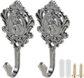 Curtain Holdbacks Small Lightweight Hooks, Vintage Black Rose Pattern | 2 Pack by Hicello