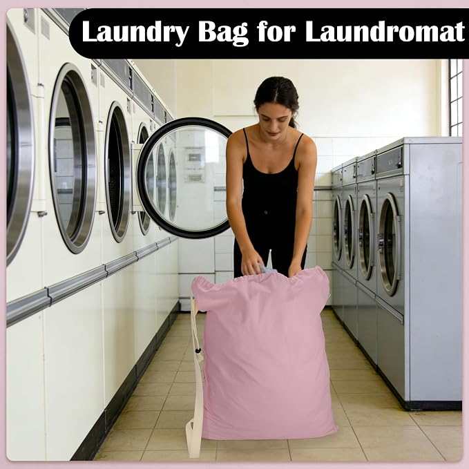 Canvas Laundry Bag with Shoulder Strap & Drawstring - Image 6