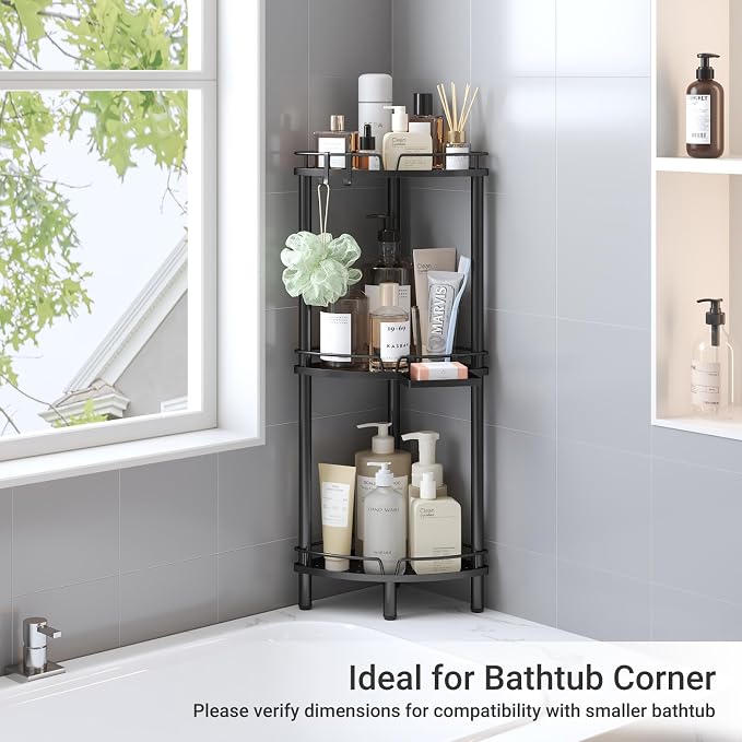 ELYKEN Corner Shower Caddy Standing, 3 Tier Metal Shower Organizer - Image 8