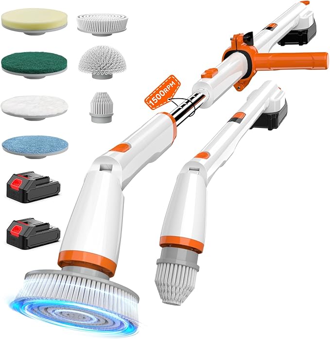 Electric Spin Scrubber, 1500RPM Powerful Cleaning Brush by TUYUElectricspinscrubber