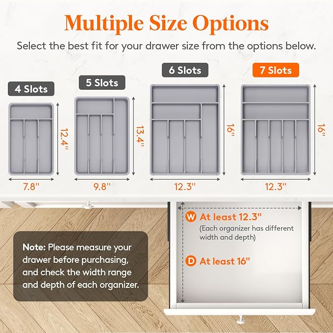 Lifewit Silverware Drawer Organizer Tray, Cutlery Storage - Image 2
