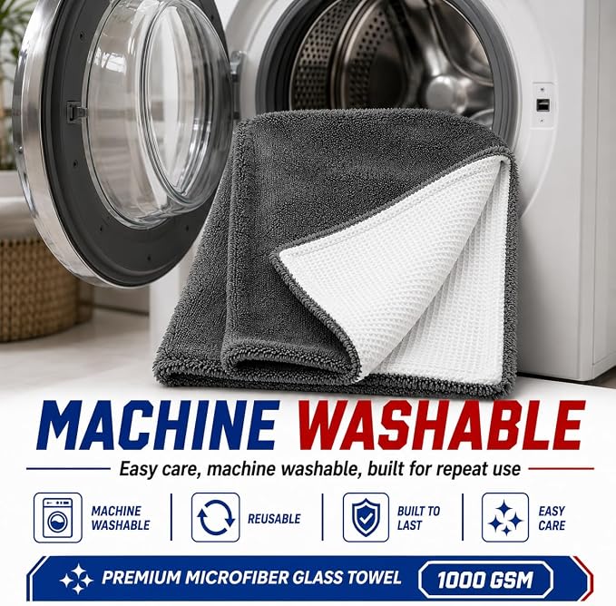 Hybrid Glass Microfiber Towel – Waffle Weave & Plush Dual Action Cleaning Cloth - Image 7