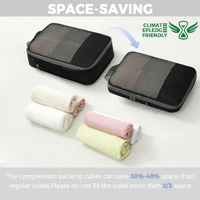 BAGAIL 4 Set/6 Set/8 Set Compression Packing Cubes Travel Accessories - Image 4