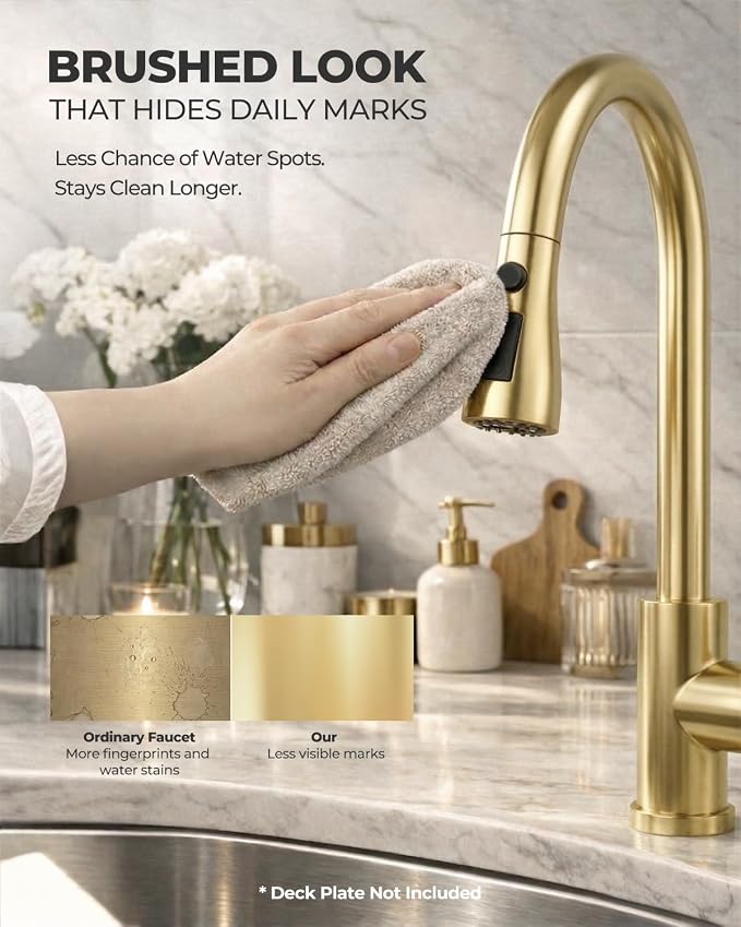 WEWE Pull-Down Kitchen Faucet, 3-Mode Sprayer, Fits Family | 360° Swivel - Image 2