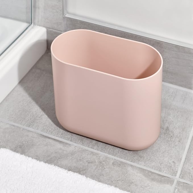 iDesign Small Slim Plastic Bathroom Trash Can - Image 7