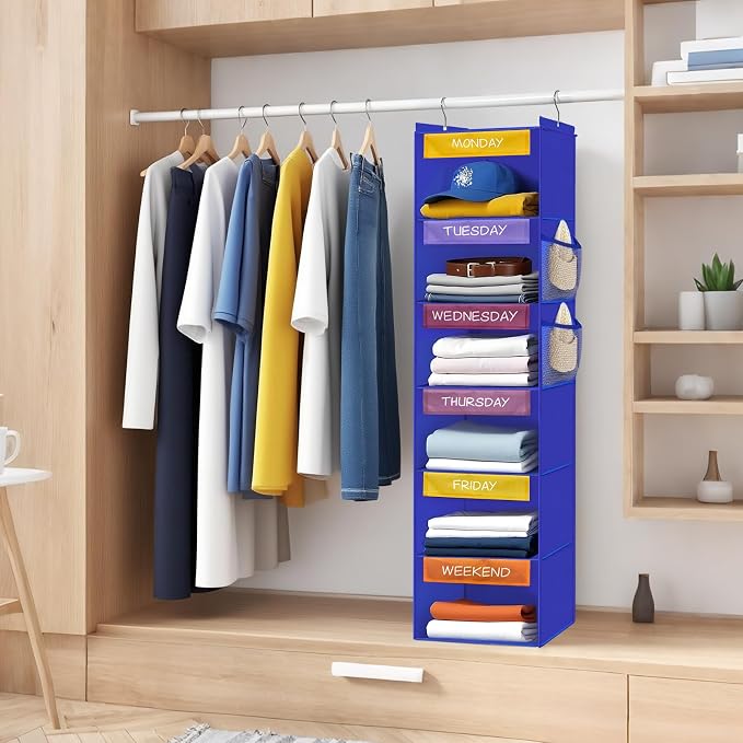 Weekly Clothes Organizer for Kids, 6-Shelf Hanging Closet Organizer - Image 2