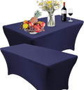 RELIANCER 2 Pack Stretch Spandex Table Covers for Rectangular Tables,6FT Elastic Fitted Tablecloth,Universal Rectangular Table Cloth Protector for Outdoor Party,Wedding,Bar,Birthday,Banquet,Events