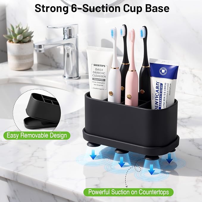 Luxspire Toothbrush Holders for Bathrooms, 5 Slots, Toothbrush Holder - Image 2