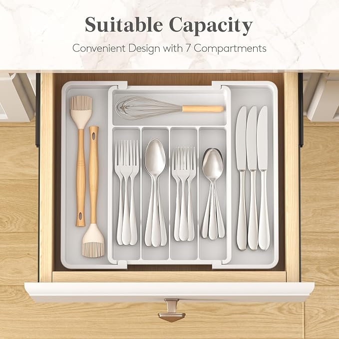 Lifewit Expandable Silverware Drawer Organizer, Kitchen Utensil Tray | BPA-free - Image 3