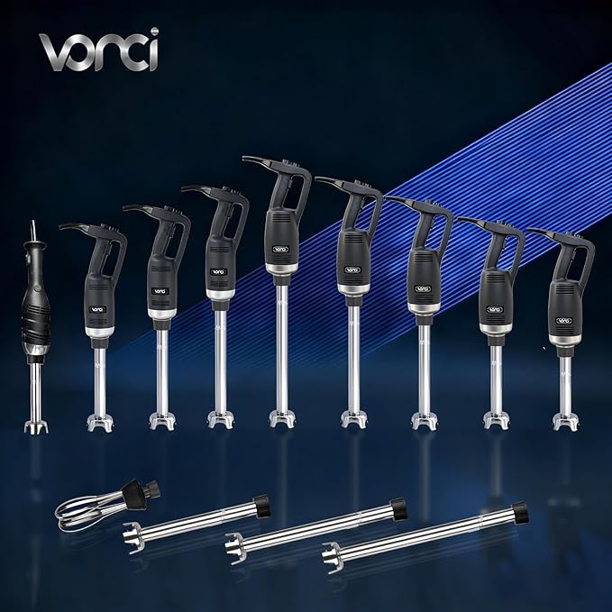 VONCI 280W Commercial Immersion Blender, Light Duty Hand Blender with Variable Speed 6000-20000RPM, Handheld Stick Mixer with 9.5" Detachable Shaft, Professional Blender for Restaurant Kitchen.