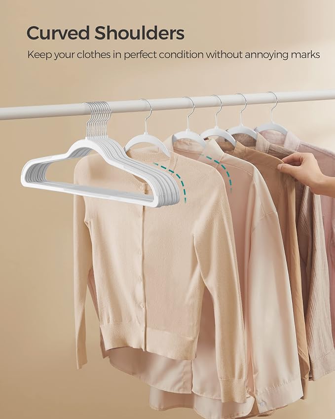 SONGMICS Plastic Clothes Hangers, Space-Saving | 0.2 Inches Thick, 17.7 Inches - Image 7