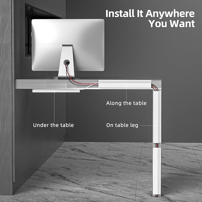 YECAYE 157in Cable Management Cord Organizer, Cable Raceway, Cord Management - Image 3