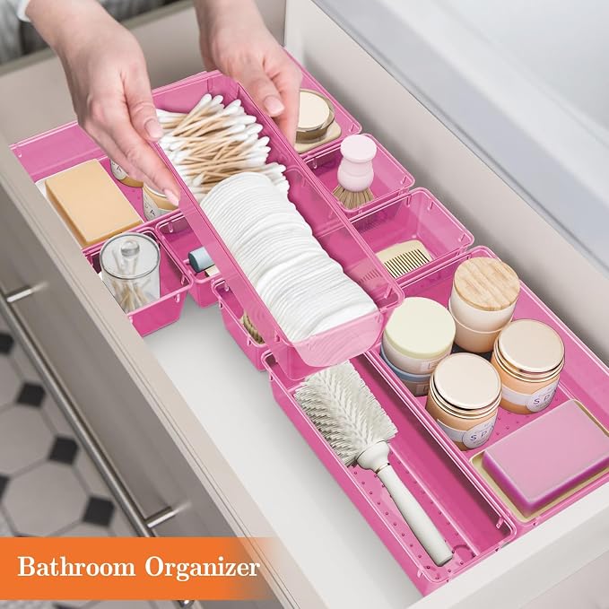SpaceHacks 25 PCS Plastic Drawer Organizer, 4-Size Versatile Organizer Trays & - Image 6