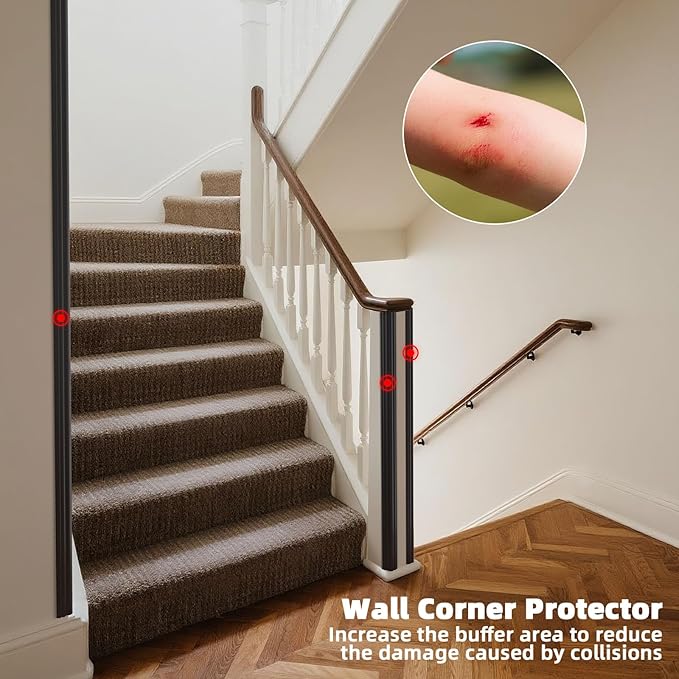 Wall Corner Protector & Edge Guard，Peel and Stick Wall Trim Moulding Inside & Outside Corner Molding Trim Caulk Strip, Self Adhesive Trim for Wall Edge,Ceiling,Countertop, 1.6” W x20’ L，Black