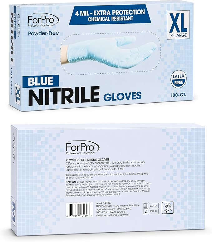 ForPro Disposable Nitrile Gloves, Chemical Resistant, Powder-Free, Latex-Free - Image 3