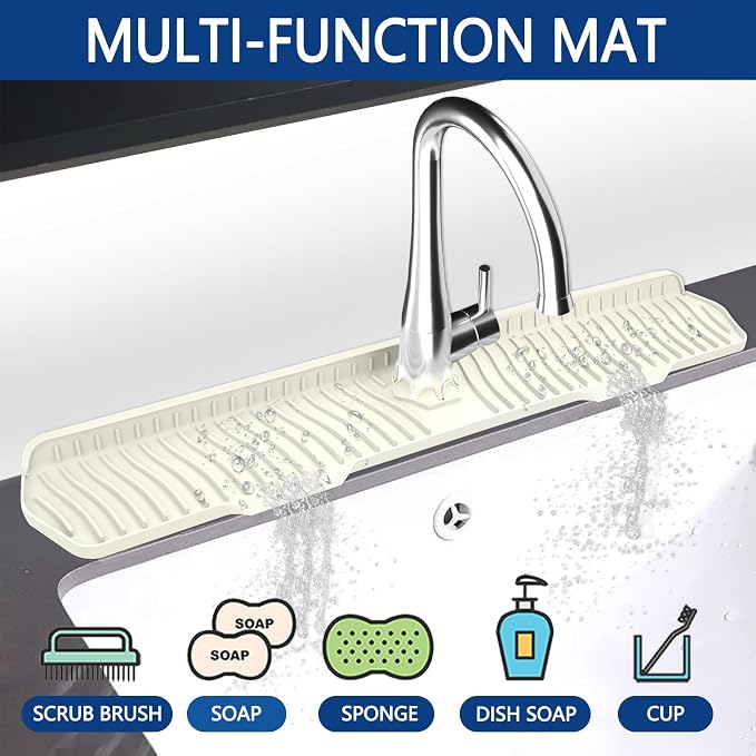 Kitchen Sink Splash Guard Gen2-30" x 6'' Silicone Sink Mat Splash Guard fit - Image 3