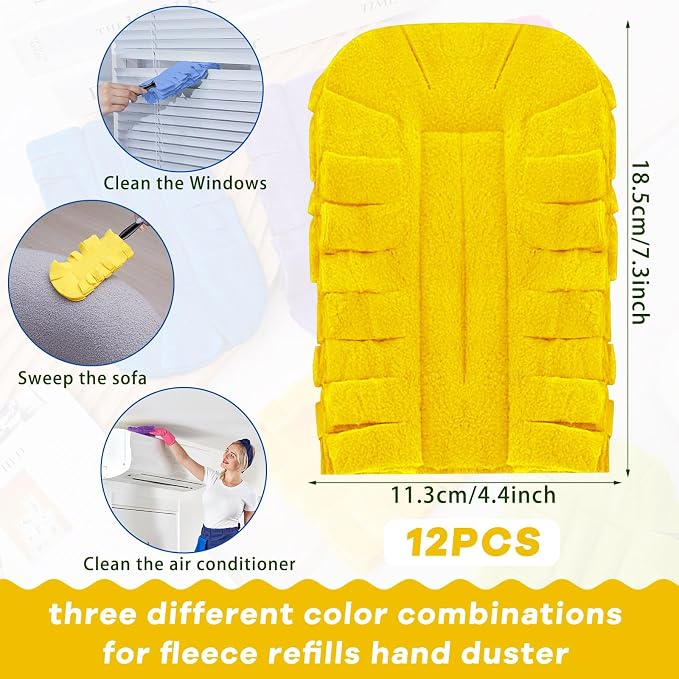 Zubebe 12 Pcs Reusable Duster Refills Fleece, Light Blue - Image 2