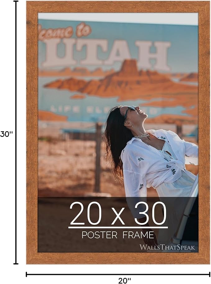 wallsthatspeak 20x30 Light Walnut Rustic Pine Picture Frame for Puzzles Posters Photos or Artwork