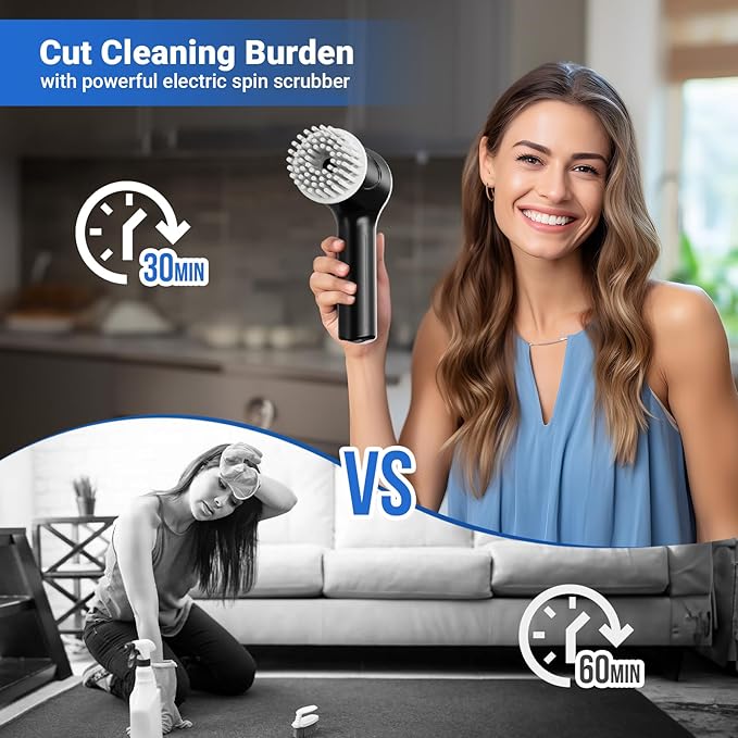 PUFTEM Electric Spin Scrubber, Cordless Shower Scrubber | Battery Level Display - Image 6