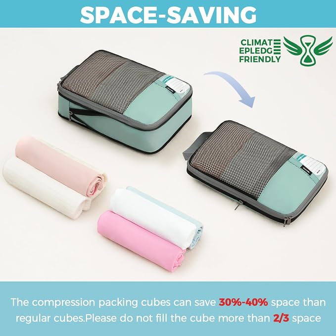 BAGAIL 4 Set/6 Set/8 Set Compression Packing Cubes Travel Accessories - Image 6