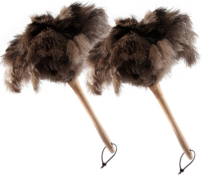 THARAHT 2PCS Ostrich Feather Duster 16 Inch Fluffy Natural by THARAHT