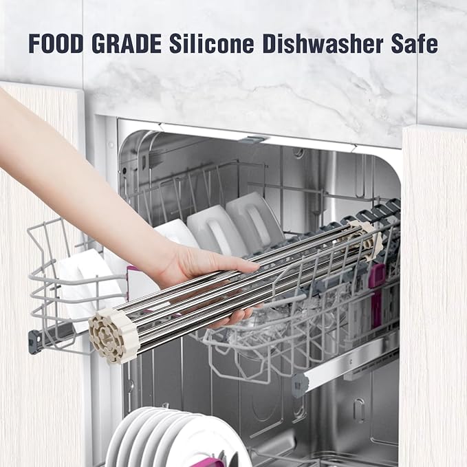 Tomorotec Roll Up Dish Drying Rack Over Sink, 304 Steel, Heat-Resistant Trivet - Image 7