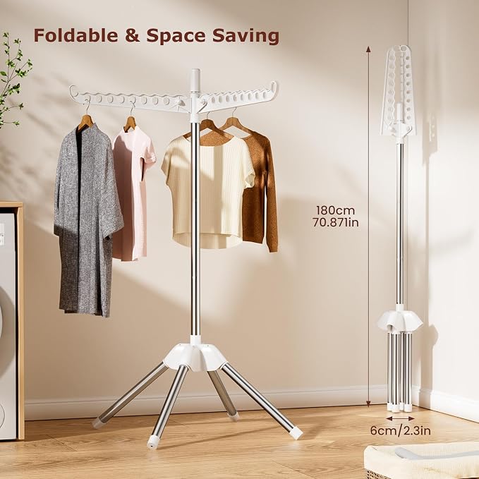 Foldable Clothes Drying Rack, Rotatable Free Standing drying rack, 1 Layer | - Image 3