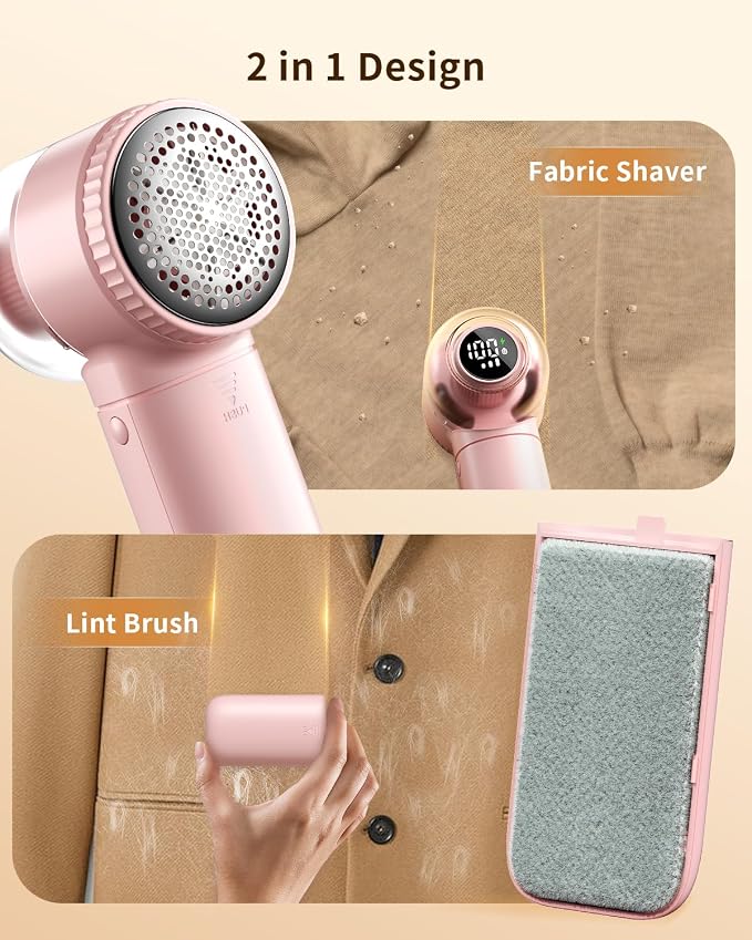 Fabric Shaver with Lint Brush, Large Lint Shaver with Digital Display | - Image 3