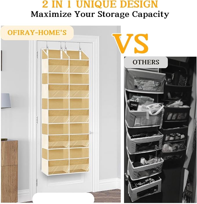Over the Door Organizer 5 Tiers, Extra Large Behind Door Storage of 10 - Image 4